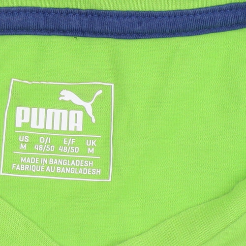 Puma Men's Green V-Neck T-Shirt M