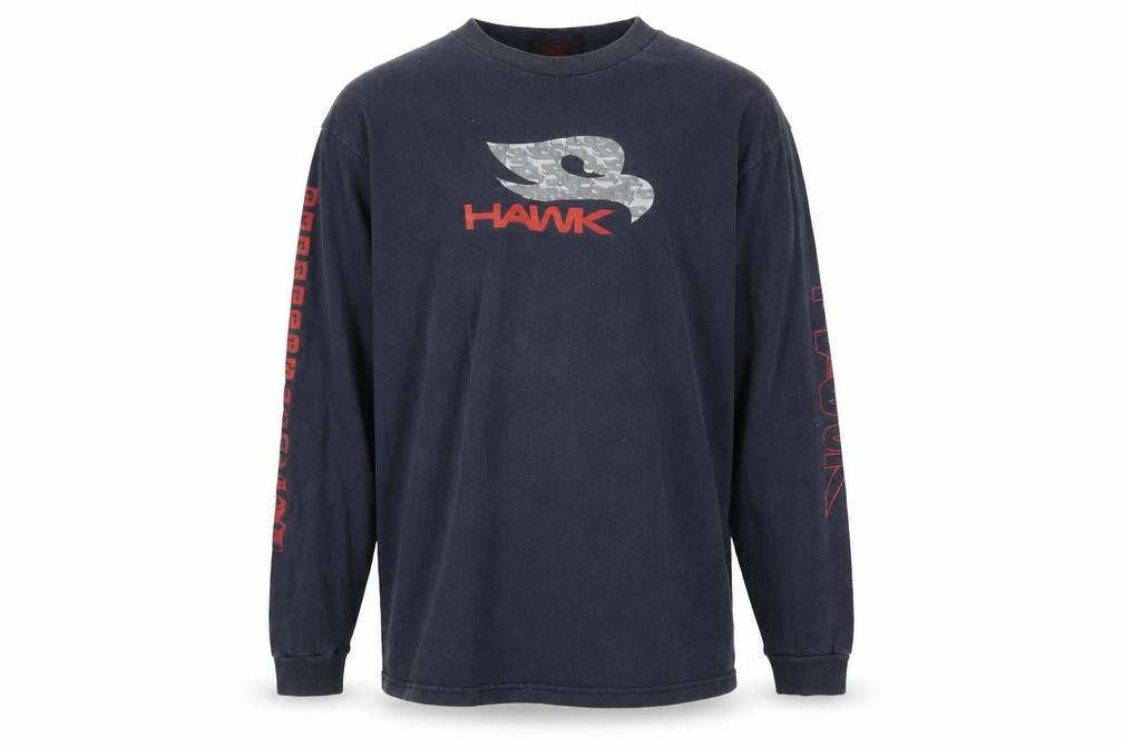 Front view of Hawk boys’ blue sweatshirt l long sleeve graphic