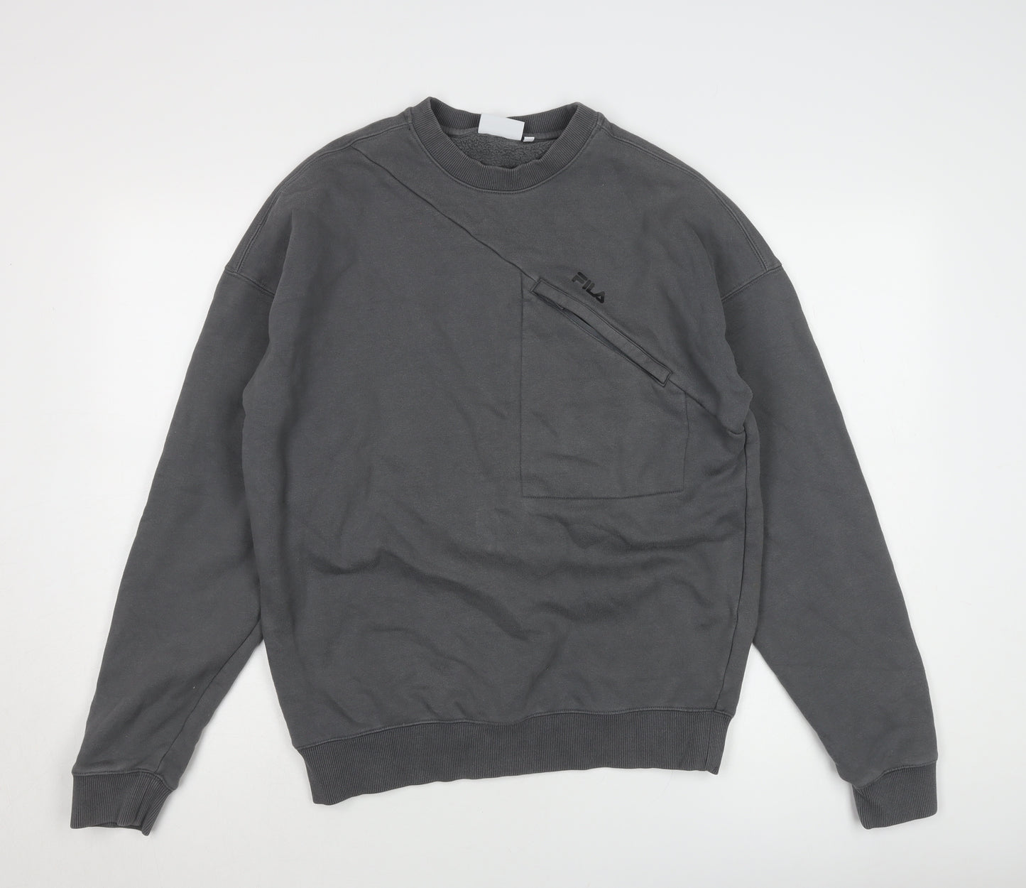 Fila Men's Grey S Pullover Sweatshirt with Logo