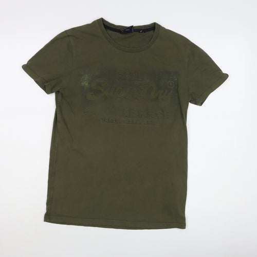 Superdry Men's Green Cotton T-Shirt, Size S, Crew Neck