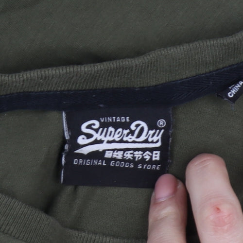 Superdry Men's Green Cotton T-Shirt, Size S, Crew Neck