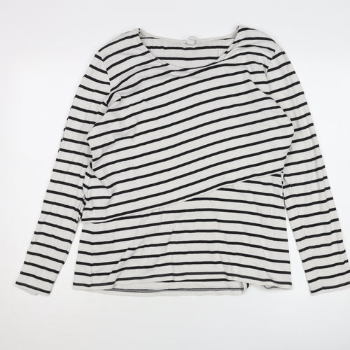 H&M Women's Black Striped Long Sleeve T-Shirt, Size 12
