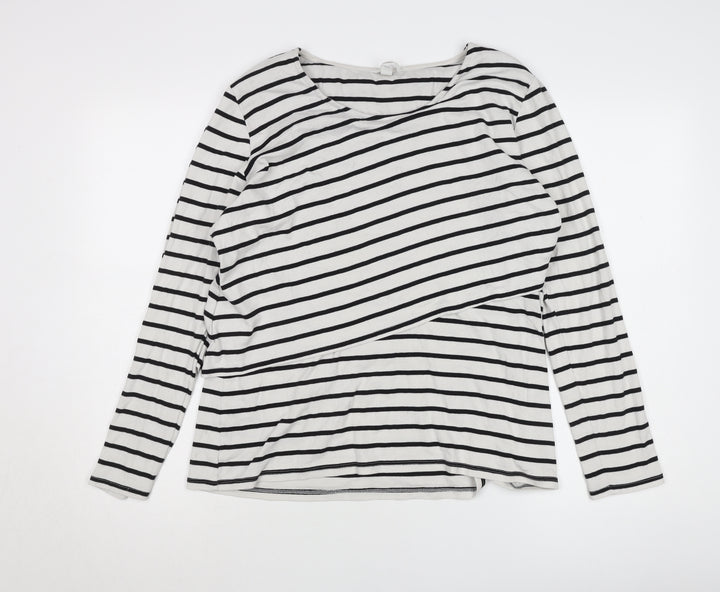 H&M Women's Black Striped Long Sleeve T-Shirt, Size 12