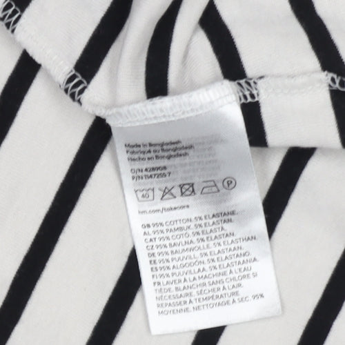 H&M Women's Black Striped Long Sleeve T-Shirt, Size 12