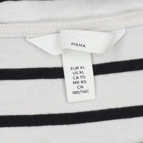 H&M Women's Black Striped Long Sleeve T-Shirt, Size 12