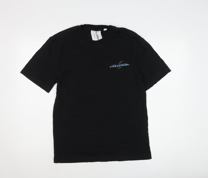 COLLUSION Men's XS Black Graphic Music T-Shirt