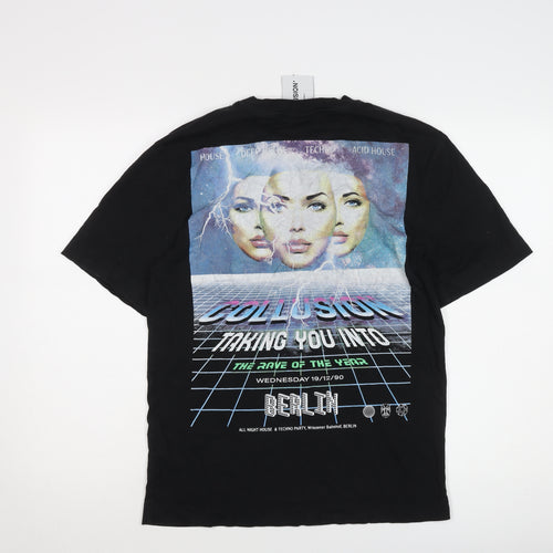 COLLUSION Men's XS Black Graphic Music T-Shirt