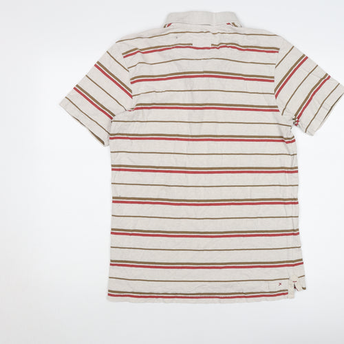 Fat Face Men's Beige Striped Polo Shirt S