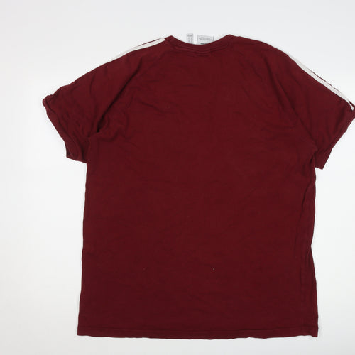 Adidas Men's Red XL Crew Neck T-Shirt, Logo Accents, Cotton