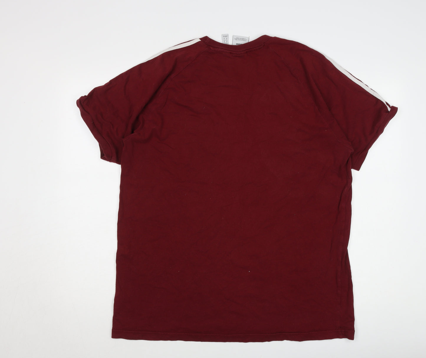 Adidas Men's Red XL Crew Neck T-Shirt, Logo Accents, Cotton