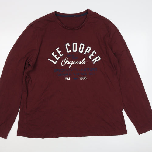 Lee Cooper Men's Red 2XL Long Sleeve T-Shirt
