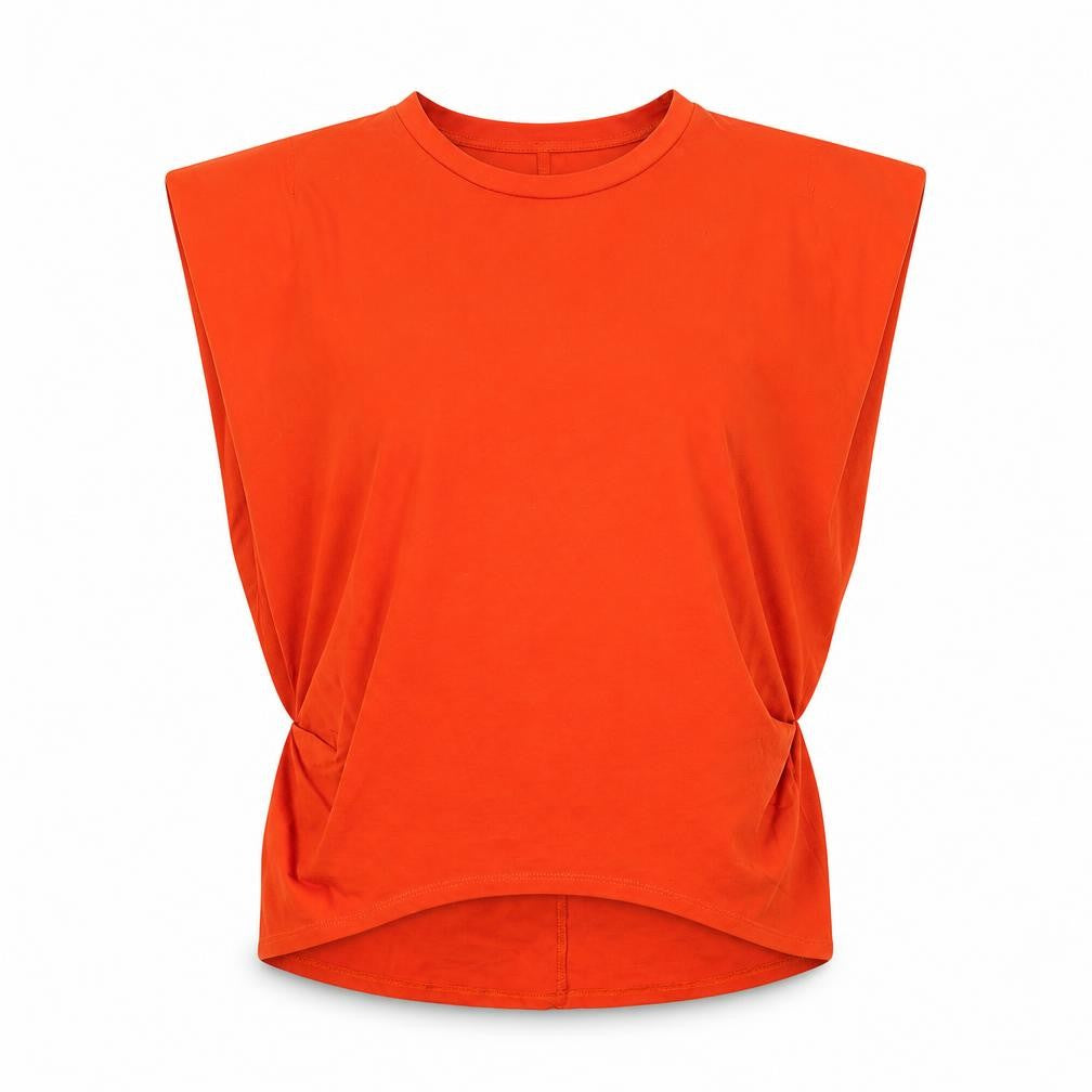 Zara Women's Orange T-Shirt Size S Casual Crew Neck
