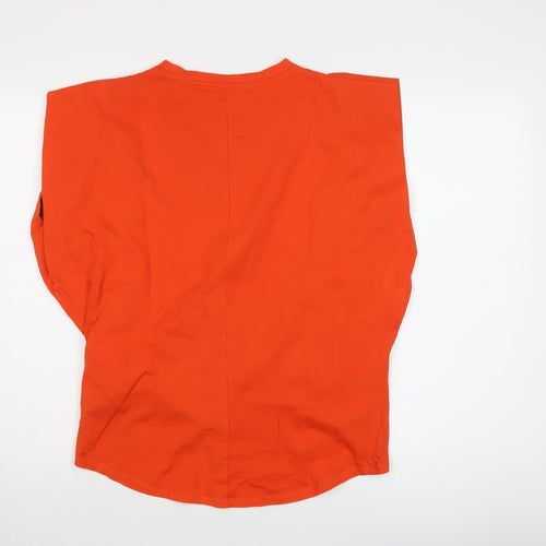 Zara Women's Orange T-Shirt Size S Casual Crew Neck