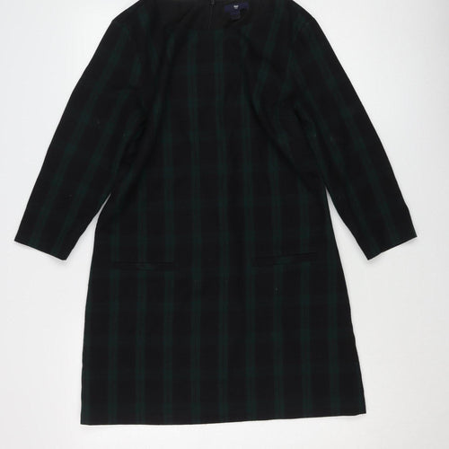 Gap Women's Black Green Check Shift Dress Size 10