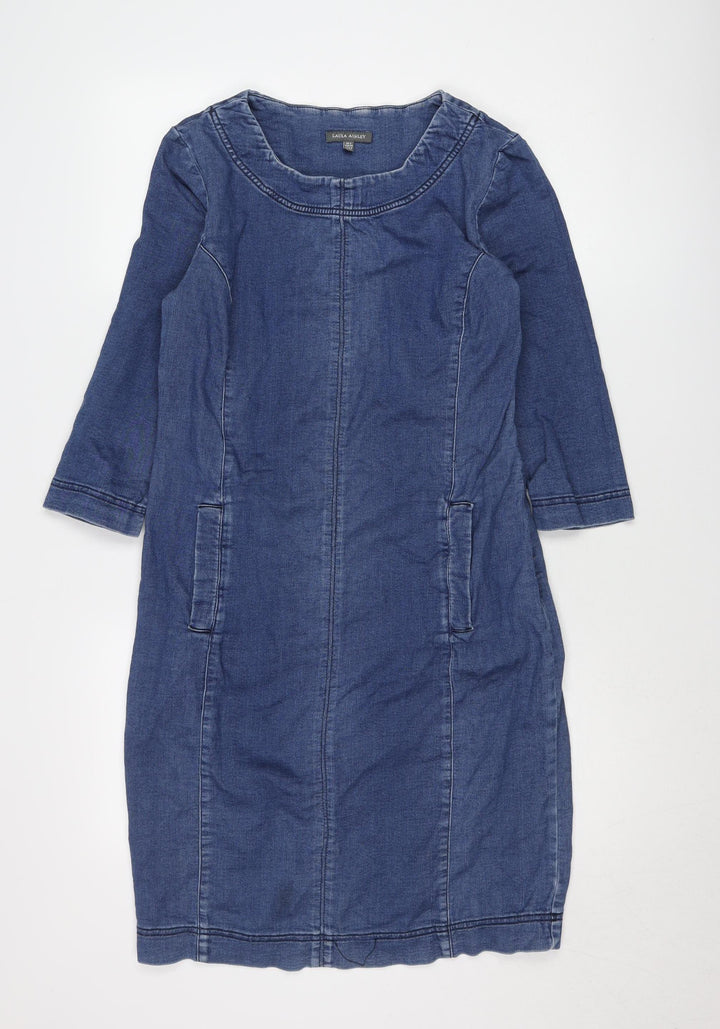 Laura Ashley Women's Blue Sheath Dress Size 8