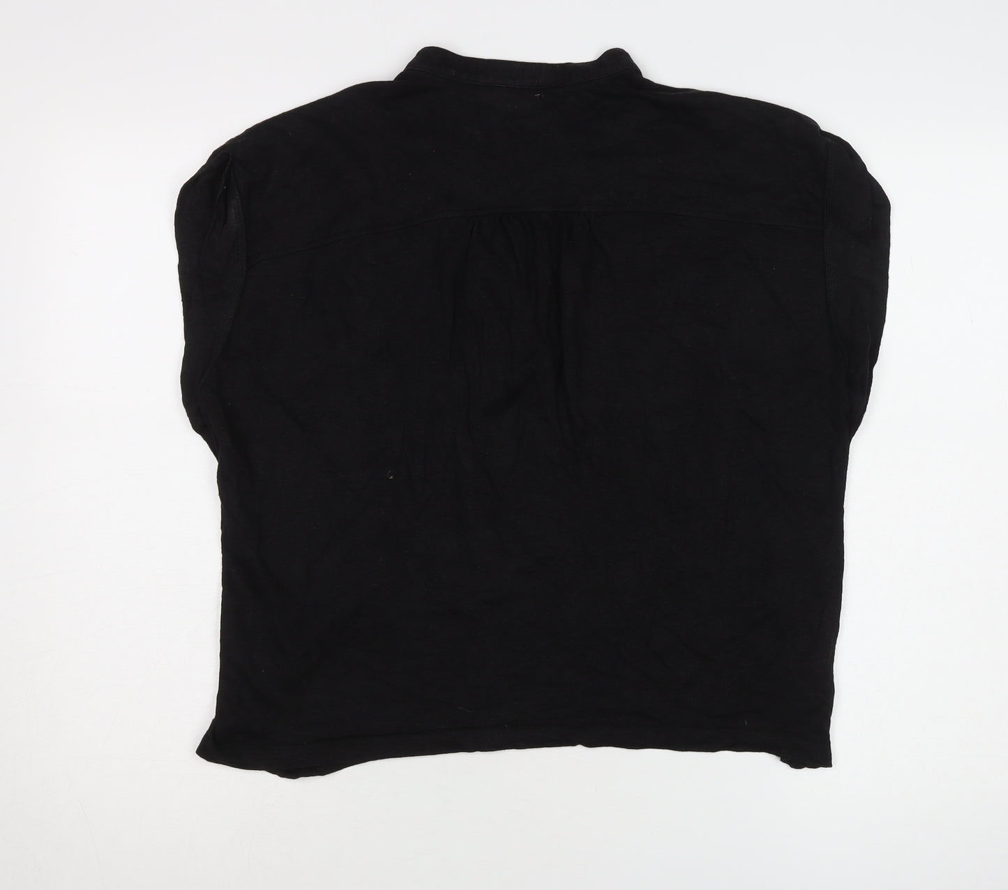 Baukjen Women's Black Linen Blouse, Size 12, Collared, Casual