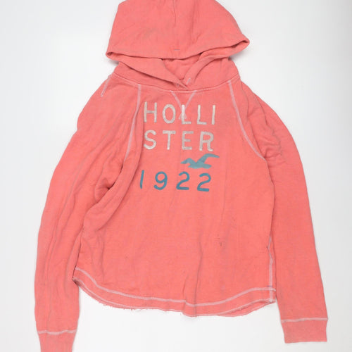 Hollister Women's Pink Hoodie, M, Light Logo Style