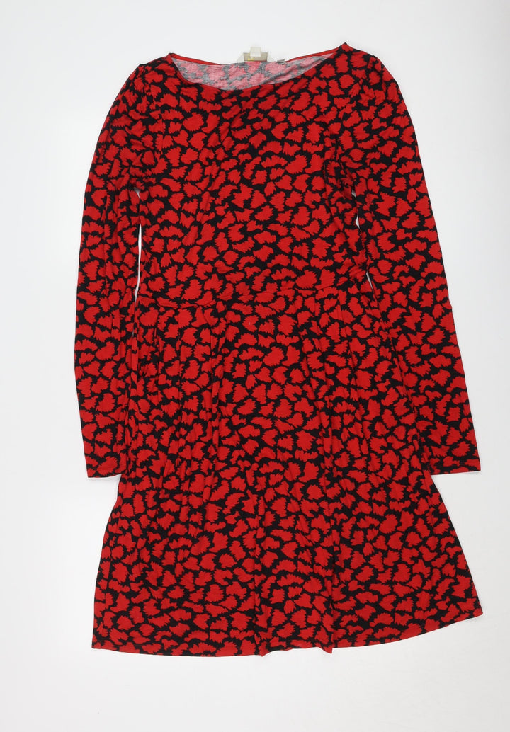 Boden Red Animal Print Dress, Size 12, Women's, Jersey