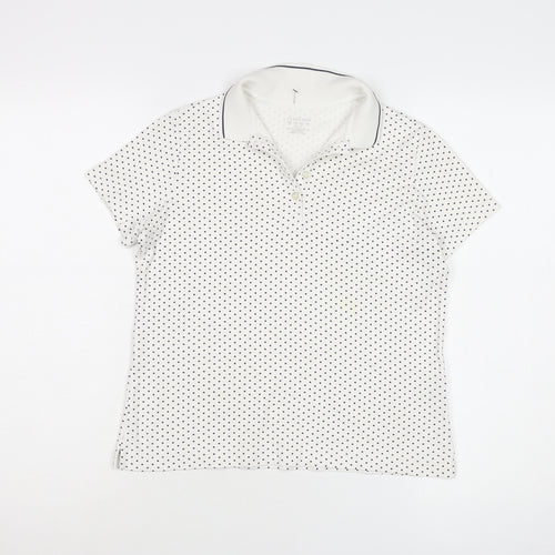 Lands' End Women's Polka Dot White Polo XS Petites