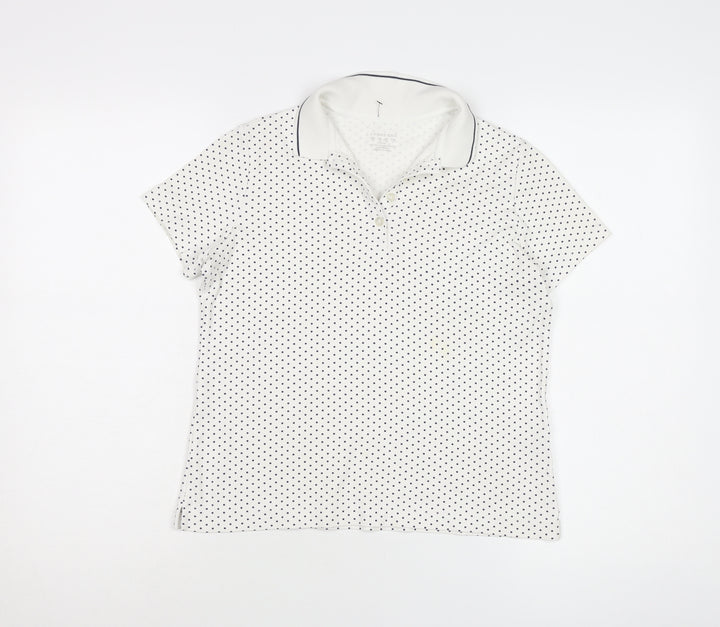 Lands' End Women's Polka Dot White Polo XS Petites
