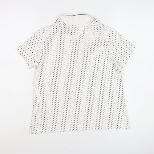 Lands' End Women's Polka Dot White Polo XS Petites