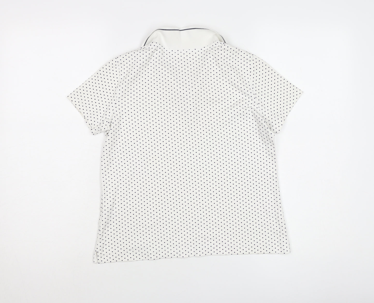 Lands' End Women's Polka Dot White Polo XS Petites