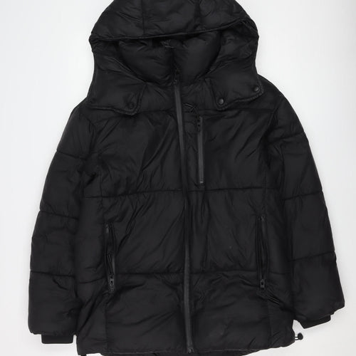 Zara Women's Black XS Puffer Jacket, Winter Hooded