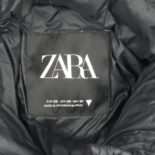 Zara Women's Black XS Puffer Jacket, Winter Hooded