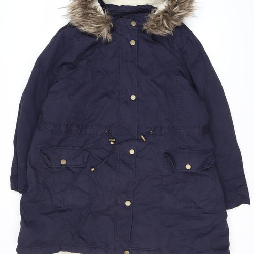 Yours Women’s Blue Parka Coat Size 22-24 Hooded
