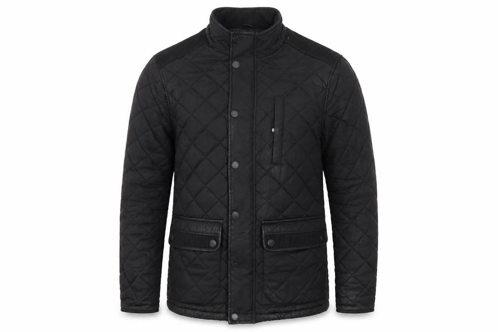 Front view of Next Men's Black Quilted Jacket, Medium, Casual