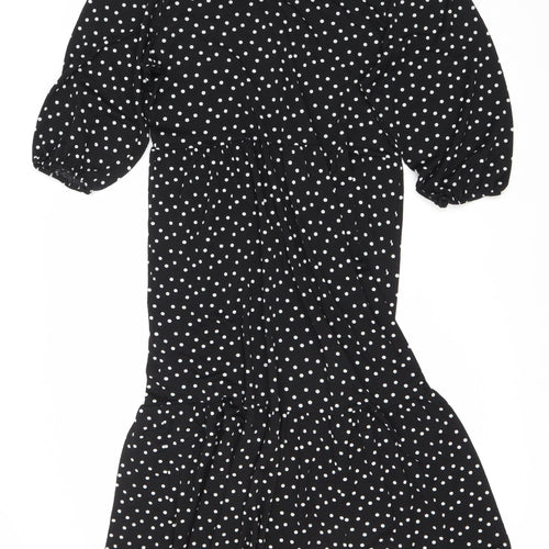 Zara Women Black Polka Dot Dress XS