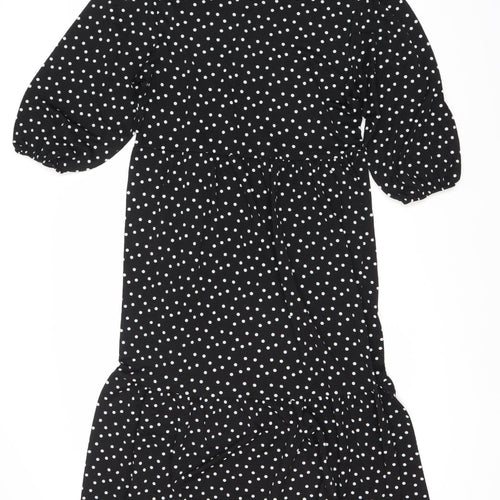 Zara Women Black Polka Dot Dress XS