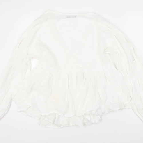 Boohoo Women's White Wrap Blouse UK 14