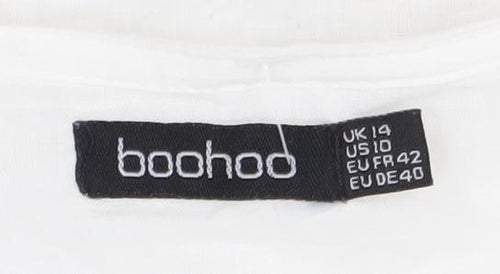 Boohoo Women's White Wrap Blouse UK 14