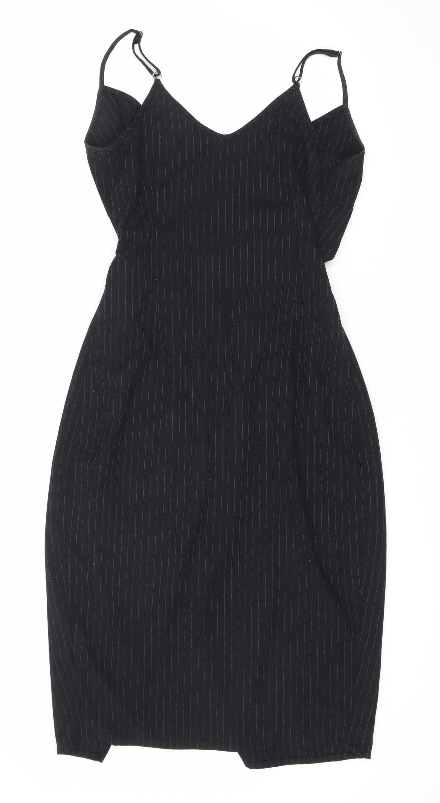 Reserved Women's Black Striped Sleeveless Dress Size 6