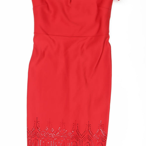 Next Women's Red Off-the-Shoulder Sheath Dress