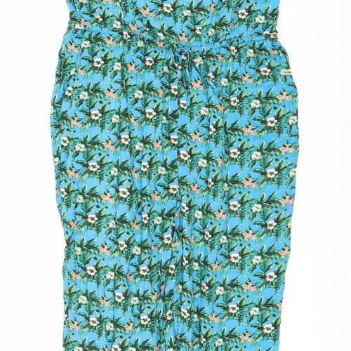 Oasis Women's Blue Floral Jumpsuit S - Summer Viscose Style