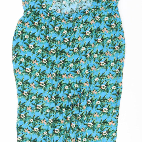 Oasis Women's Blue Floral Jumpsuit S - Summer Viscose Style