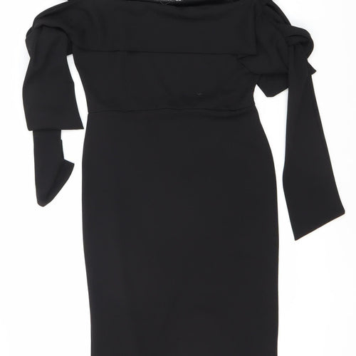 Boohoo Women's Black Bodycon Midi Dress UK 12