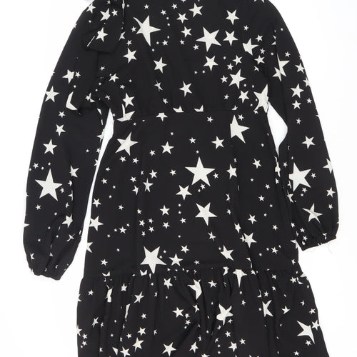 Boohoo Women's Black Star Dress Size 14 Long Sleeve