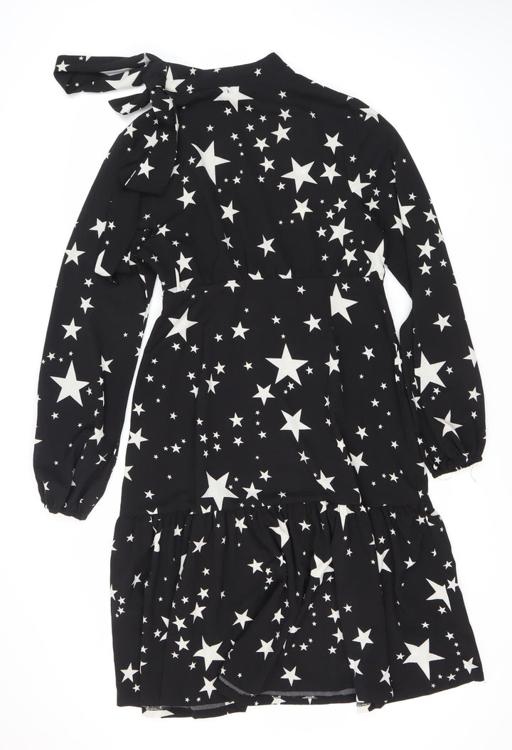 Boohoo Women's Black Star Dress Size 14 Long Sleeve