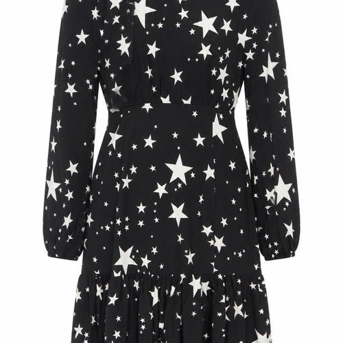 Boohoo Women's Black Star Dress Size 14 Long Sleeve