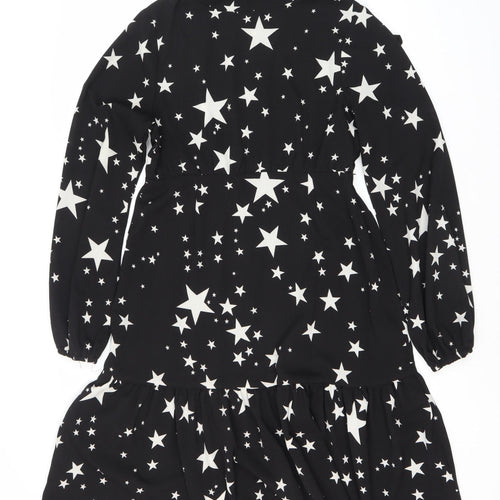 Boohoo Women's Black Star Dress Size 14 Long Sleeve