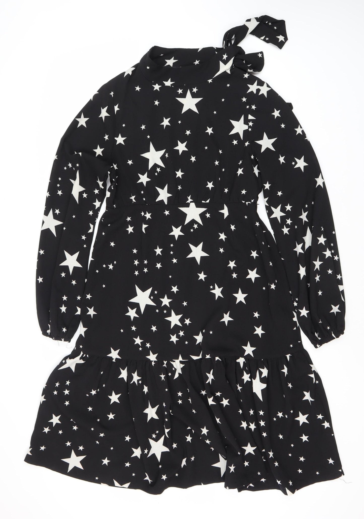 Boohoo Women's Black Star Dress Size 14 Long Sleeve