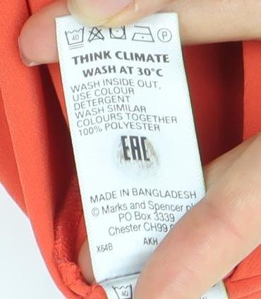 Marks and Spencer Women Orange V-Neck Flutter Sleeve Top