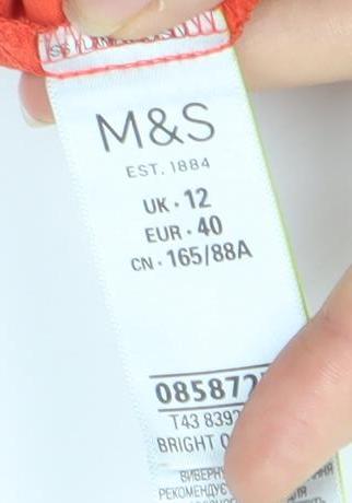 Marks and Spencer Women Orange V-Neck Flutter Sleeve Top