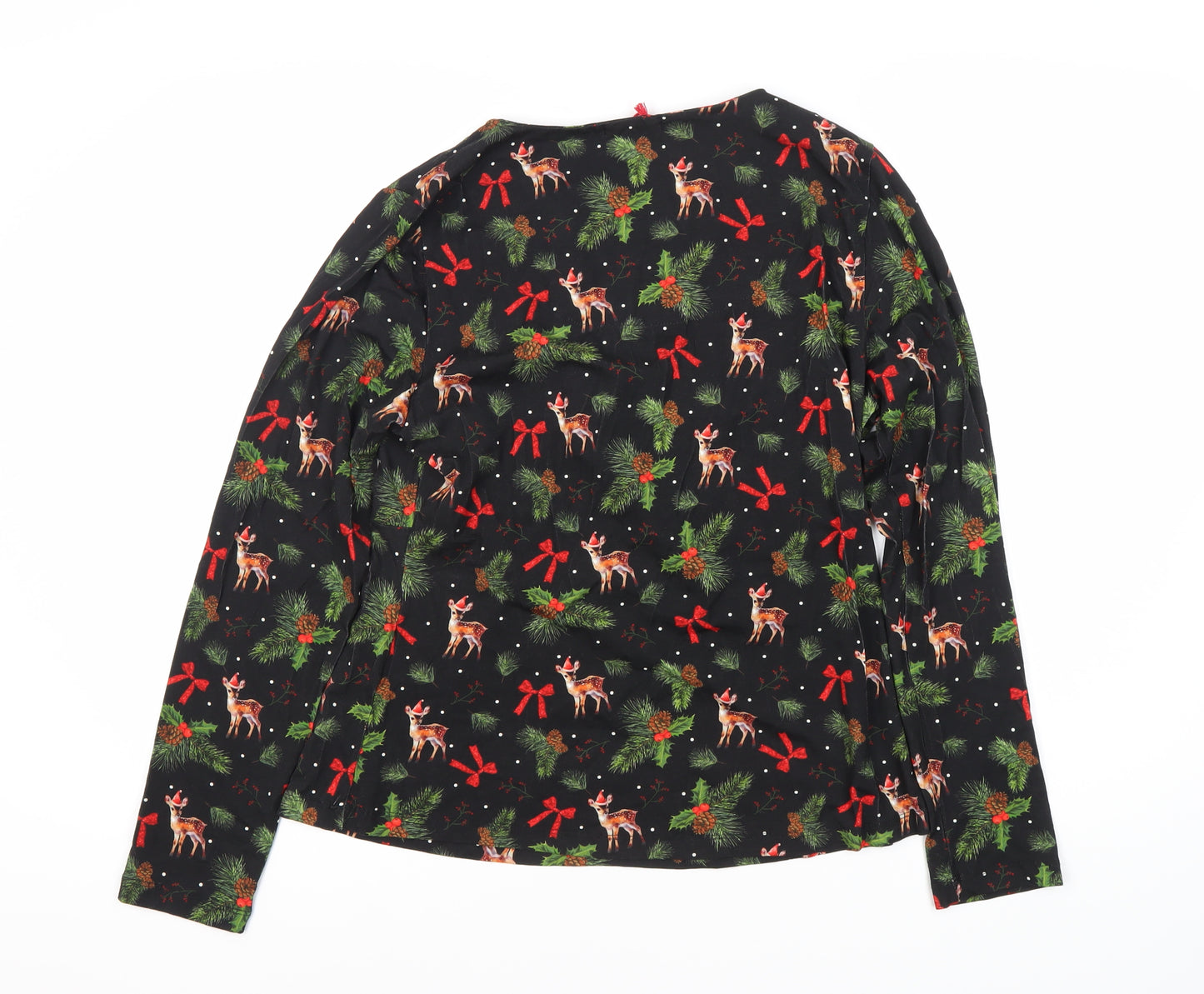 Joe Browns Women's Black Wrap Long Sleeve Christmas Top
