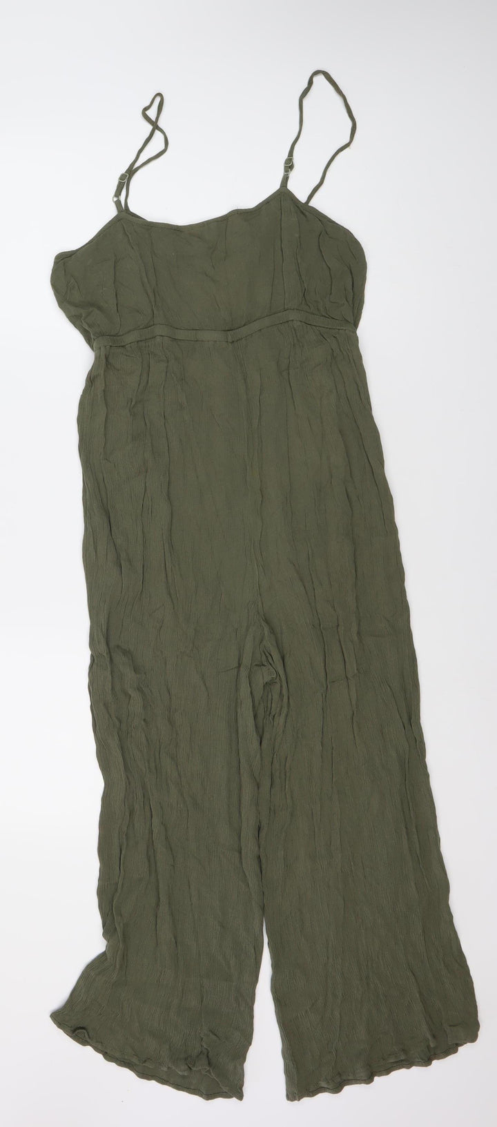 ASOS Women’s Green Viscose Jumpsuit, Size 14, Wide-Leg Style