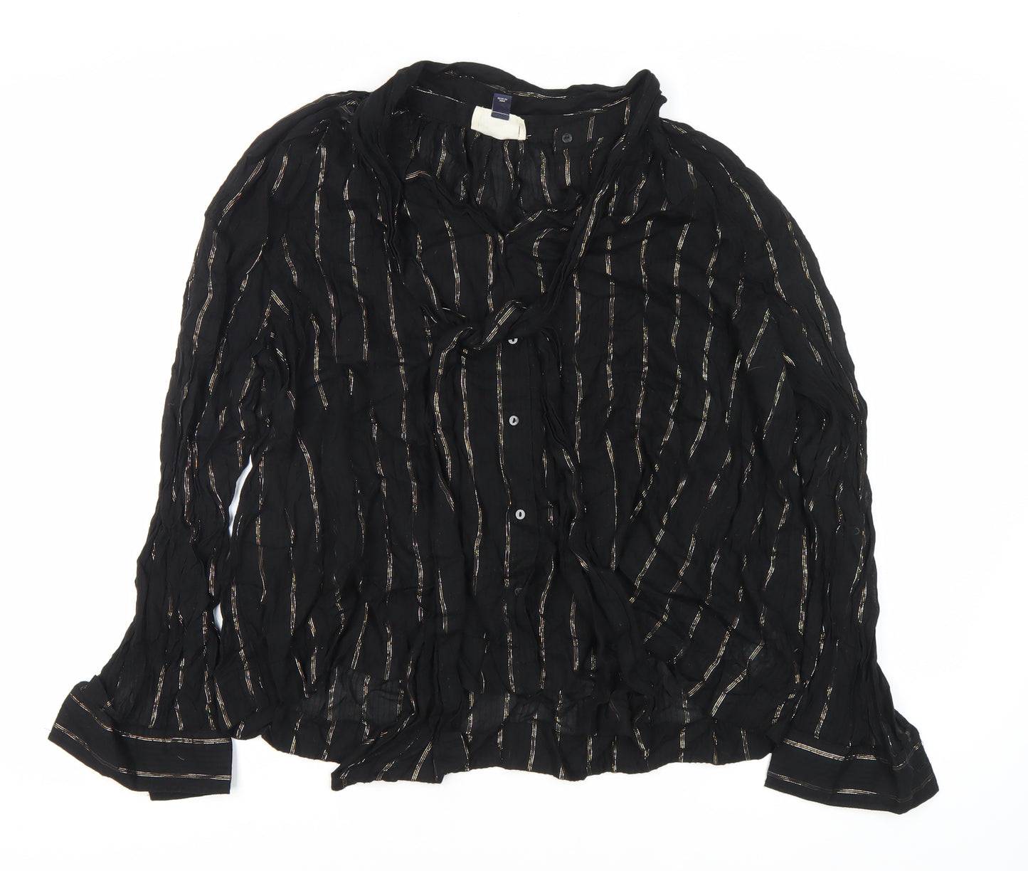 Universal Thread Women's Black Striped Blouse L