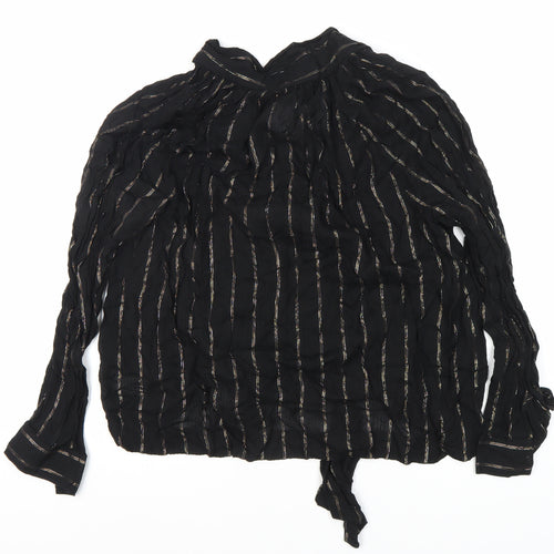 Universal Thread Women's Black Striped Blouse L